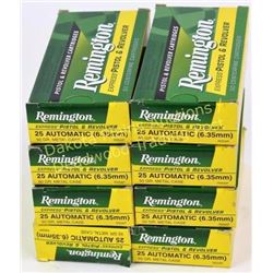 8 full boxes Remington .25 auto ammunition. Est. 75-150