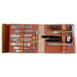 Early cased leather German tool kit complete.  Est. 50-100