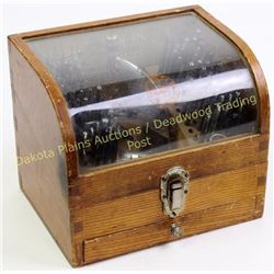 Henry Paulson Co. watch makers stacking tool set in curved glass and drawered case.  Est. 75-175