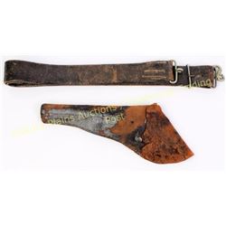 Civil War belt with figural dragon loop and flap holster for Colt 1851 Navy.  Est. 200-450