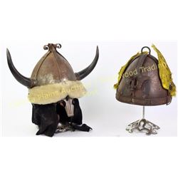 Collection of 2 vintage movie prop metal helmets from a California collection, both unmarked.  Est. 