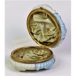 Large beautiful Wavecrest C.F. Monroe dresser box, hand painted with silk interior, stamped on botto
