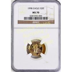 1998 Eagle Gold $5 MS 70. Est. 125-275
