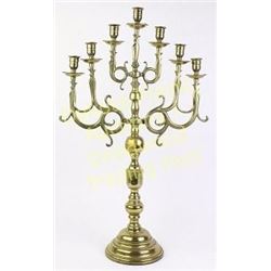 Impressive antique sever branch Menorah in heavy brass, 16" X 28", fine condition, NO repairs.  Est.