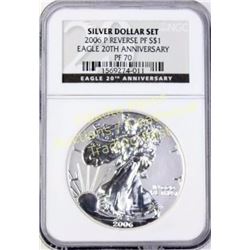 2006 P Reverse PF silver $1 Eagle 20th Anniversary PF 70.  Est. 150-275