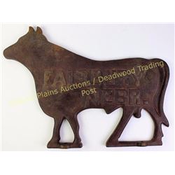 Original Fairbury Nebr bull Windmill weight cast iron, 18" X 25", excellent with NO repairs. C. 1910