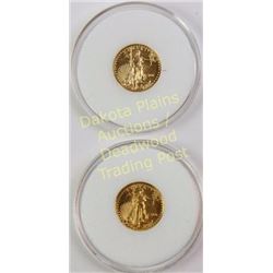 Collection of 2 Eagle Gold $5 gold coins dated 2001 and 2011.  Est. 150-300