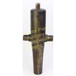 Early small brass cannon 17" long, unmarked, trunions set on center, 2 3/4" bore open to touch hole.