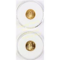 Collection of 2 Gold Eagle $5 coins dated 2002 and 2003.  Est. 150-300