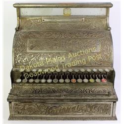 Antique National Cash Register No. 3 SN 70641 nickel case shipped to Gainesville, MO 1894. Remains i