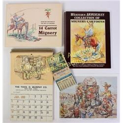 Collection of 13 items includes small 1948 Natures Remedy Laxative art calendar with full pad, 4 sma