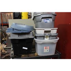 LOT OF STORAGE TOTES AND LIDS