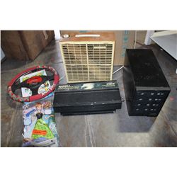 BOX OF POWER INVERTER TOYS FOUR DRIVE DVD UNIT AND HEATER