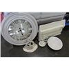 Image 1 : WHITE WALL CLOCK WALL SHELF AND SPINNING RACK