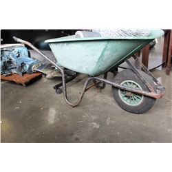GREEN PLASTIC TUB WHEEL BARREL