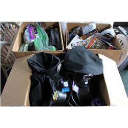 BOX OF NEW HALLOWEEN MAKE UP AND ACCESSORIES AND BOX OF HALLOWEEN HATS