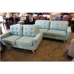 FLOOR MODEL HOME ELEGANCE MODERN CHENILLE TUFTED SOFA AND LOVESEAT, REMOVABLE BACK CUSHIONS, RETAIL 