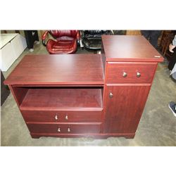 CHERRY FINISH TIERED STORAGE CABINET