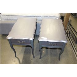 TWO GREY AND SILVER PAINTED FRENCH PROVINCAL ENDTABLES