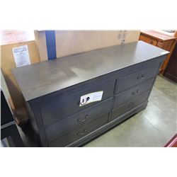 NEW HOME ELEGANCE GREY MODERN 6 DRAWER DRESSER, MINOR SHIPPING DAMAGE TO TOP RIGHT DRAWER, RETAIL $7