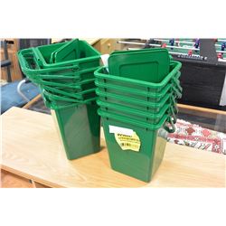 LOT OF NEW LIDDED GREEN PAILS