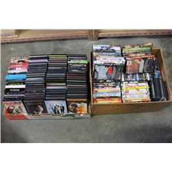 LARGE BOX AND TRAY OF DVDS