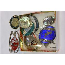 LOT OF STERLING AND ENAMEL JEWELLRY
