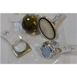 FOUR ASSORTED ESTATE RINGS SOME STERLING SIZE 5