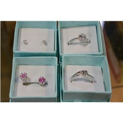 LOT OF TWO DINNER RINGS AND TWO PAIR EARRINGS