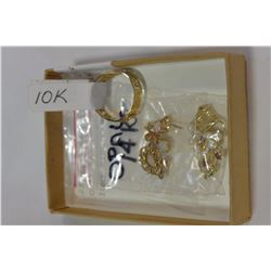 OPAL EARRINGS AND 14KT PIN AND 10KT RING BAND