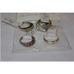 FOUR ASSORTED ESTATE RINGS SOME STERLING