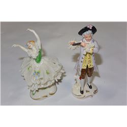 PAIR OF GERMAN DRESDEN STYLE FIGURES