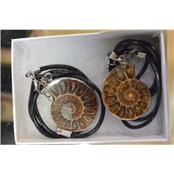 TWO AMMONITE PENDANTS