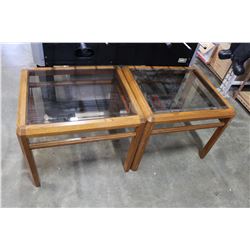 TWO OAK GLASS TOP ENDTABLES