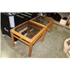 Image 2 : TWO OAK GLASS TOP ENDTABLES