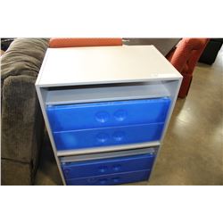 GREY BLUE PLASTIC FOUR DRAWER DRESSER