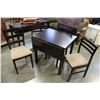 Image 1 : SMALL ESPRESSO DROPLEAF TABLE AND FOUR CHAIRS