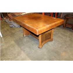 VINTAGE WALNUT DINING TABLE AND TWO CHAIRS