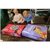 Image 1 : TWO NEW KIDS STOAGE STEP STOOLS AND TWO DOLLS