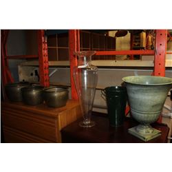 TALL GLASS VASE AND PLANTER POTS