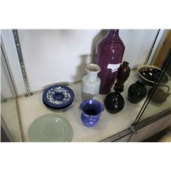 LOT OF EASTERN POTTERY VASES TEAPOT AND BOWL ETC