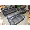 Image 1 : THREE PIECE BLACK LEATHER SOFA SET