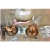 Image 2 : POTTERY OIL LMAP AND TWO VINTAGE COPPER OIL LAMPS