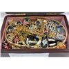 Image 2 : JEWELLRY BOX WITH ETCHED GLASS AND CONTENTS