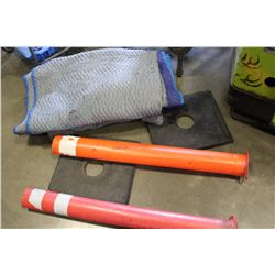 CONSTRUCTION CONES AND MOVING BLANKETS AND 2 TOTES