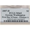 Image 3 : 2007-D GEORGE WASHINGTON DOLLAR PCGS MS65