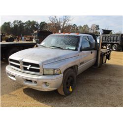 2001 DODGE RAM 3500 FLATBED TRUCK, VIN/SN:1B7MC33781J556524 - EXT CAB, CUMMINS TURBO DIESEL ENGINE, 