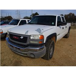 2006 GMC 2500HD PICKUP, VIN/SN:1GTHC23U56F270948 - 4X4, CREW CAB, V8 GAS ENG, A/T, ODOMETER READING 