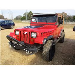1993 JEEP WRANGLER, VIN/SN:1J4FY19P2PP254104 - 4X4, GAS ENGINE, 5 SPD TRANS, ODOMETER READING 190,62