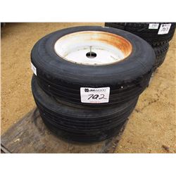 (3) 285/75R24.5 TIRES W/RIMS
